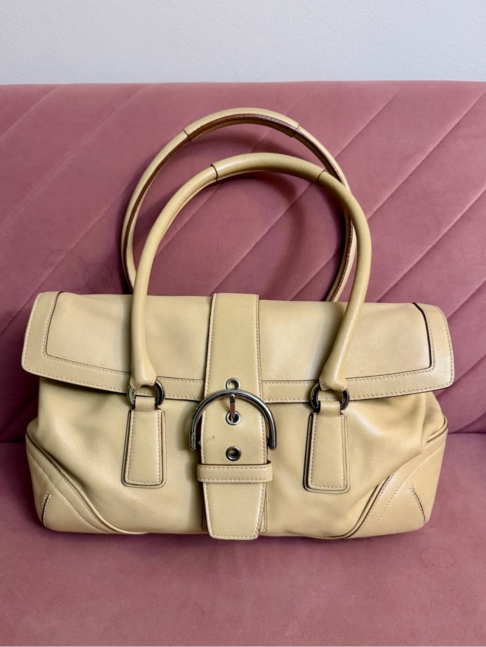 Vintage Coach Style No. 9251 Coach Soho Hampton Leather Buckle Flap Satchel